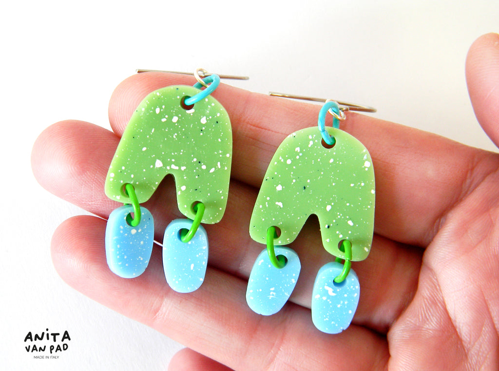 HELSINKI dangles  Earrings Clear Mold , Premade Holes ,super shiny - house of molds -made in italy