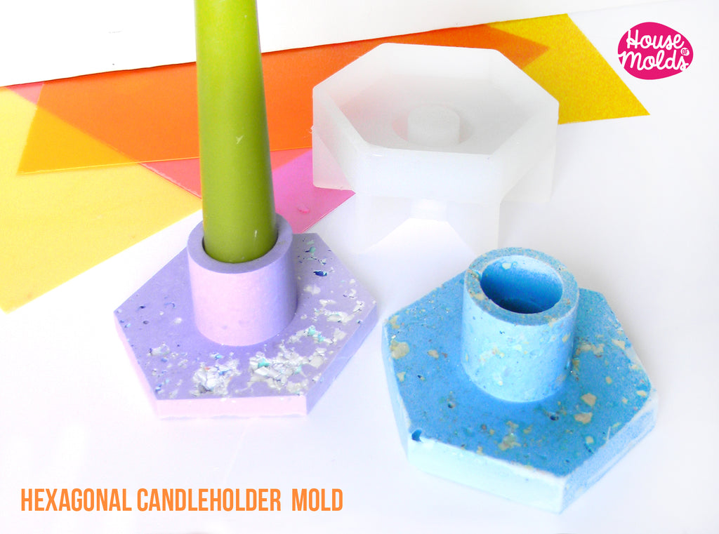Hexagonal Candle stick holder industrial Mould  - 8 cm  x 8 cm  height 4,4 cm  - READY TO SHIP