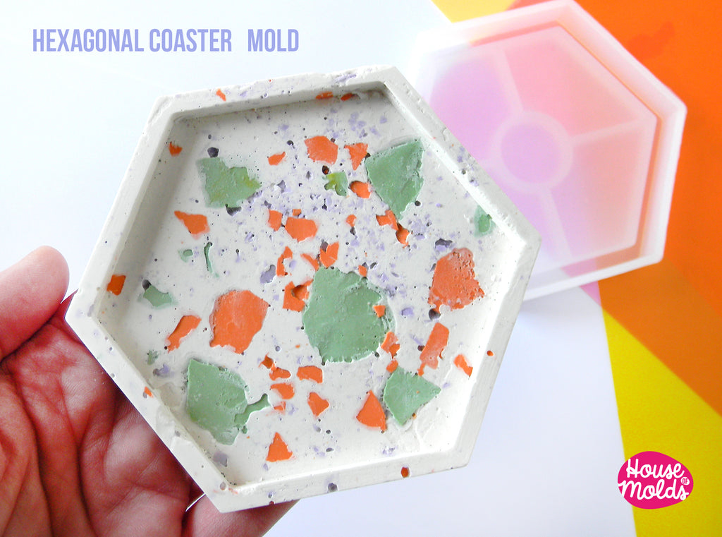 Hexagonal  Coaster industrial Mould  - 10 x 10 cm  thickness 1,6 cm - READY TO SHIP