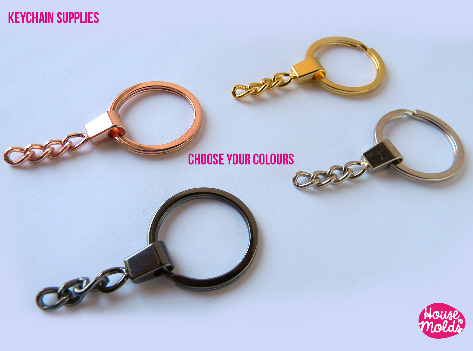 KEYCHAINS SUPPLIES 4 COLOURS TO CHOOSE- KEYCHAIN MAKING with SPLIT