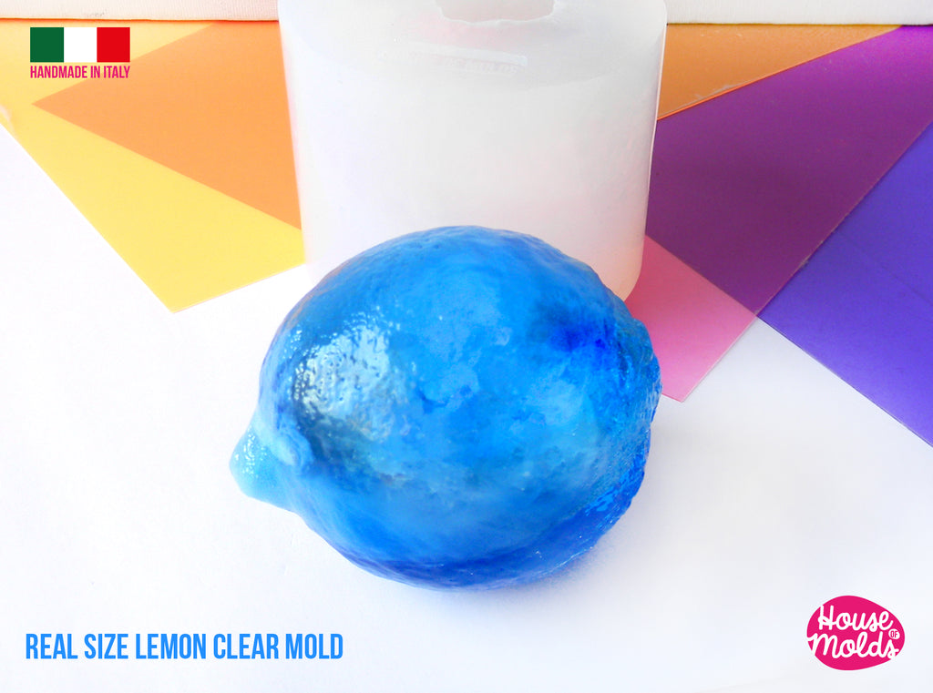 Real Size Lemon Fruit Clear Silicone Mold  - 7,5 cm x 76,3 cm 3d Lemon- glossy with natural surface - house of molds