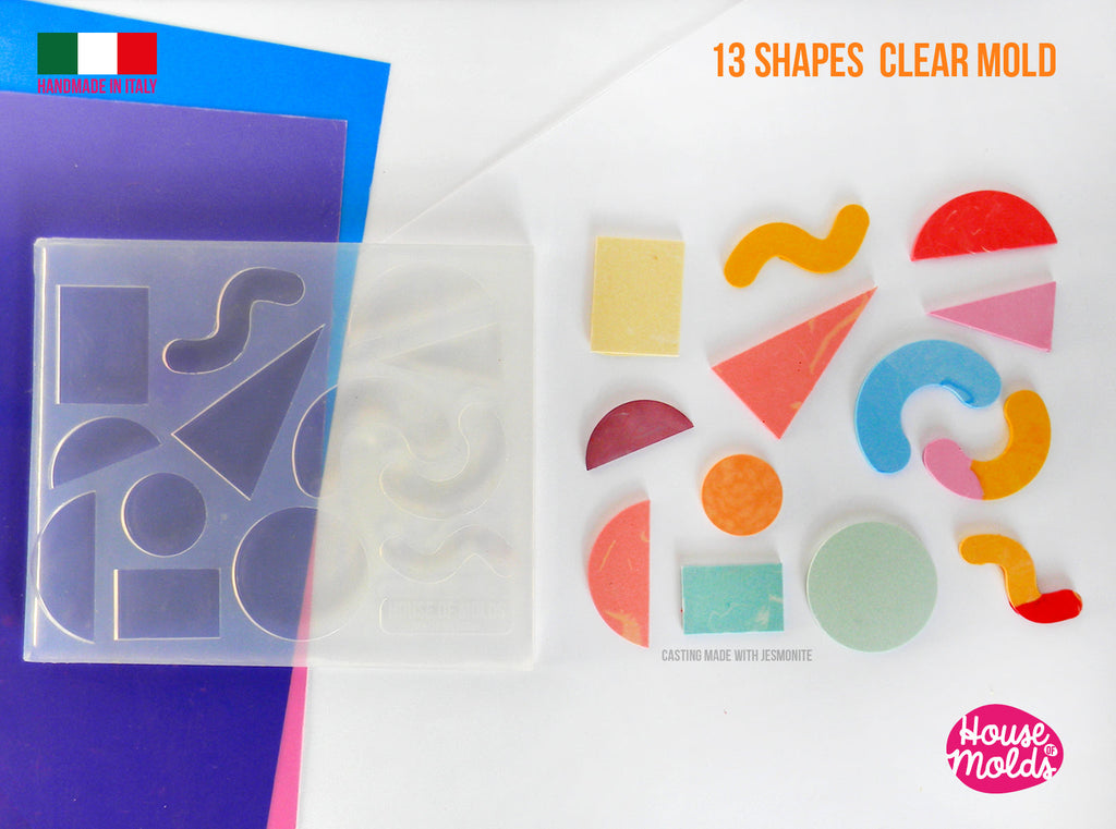 IMPERFECT- B - Memphis Shapes  Clear Mold 13 cavityes  - glossy and smooth surface House of molds