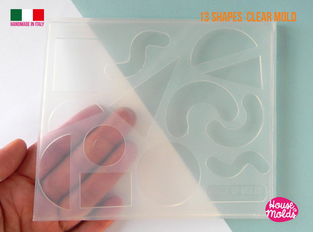 IMPERFECT- Memphis Shapes  Clear Mold 13 cavityes  - glossy and smooth surface House of molds