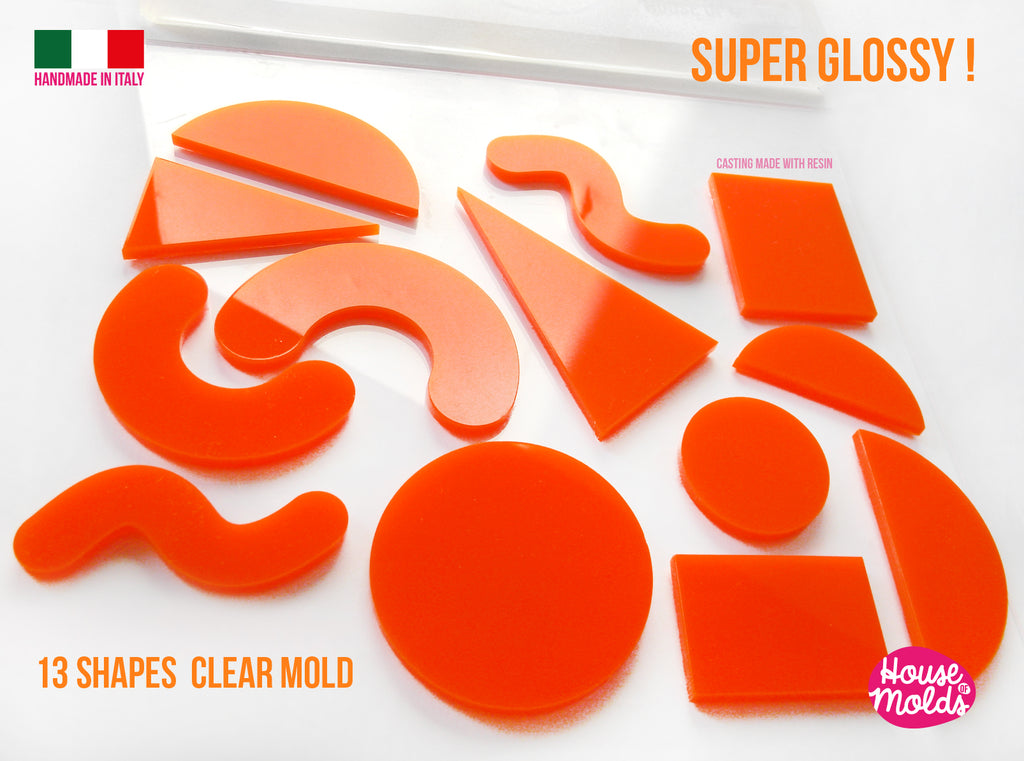 Memphis Shapes  Clear Mold 13 cavityes  - glossy and smooth surface House of molds