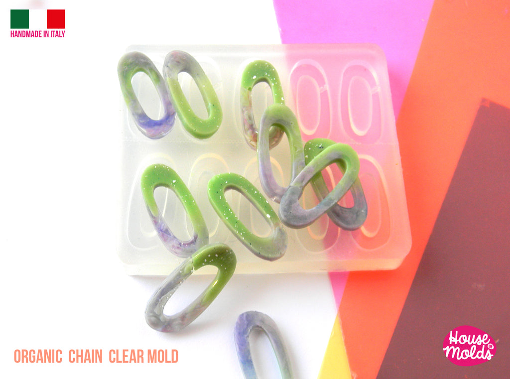 ORGANIC CHAIN Clear Mold - each element is 31 x 14 mm -great to  make resin collier , bangles , earrings -shiny surface super glossy
