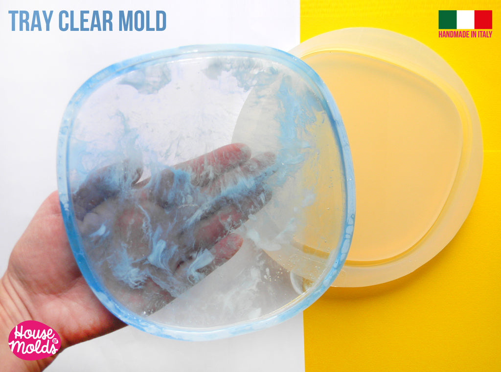 Organic Shape Tray  Clear Mold - modern tray  mold - 18 cm diameter -super glossy - house of molds