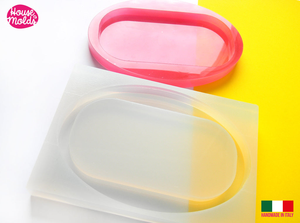 IMPERFECT Oval Tray  Clear Mold - modern tray  mold - 16,5 cm x 11,3 cm-super glossy - house of molds