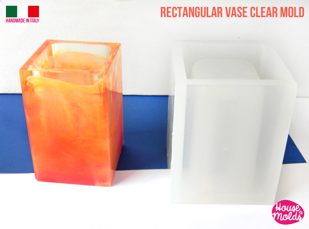 RECTANGULAR VASE Clear mold 11,2 cm x 7,3 cm base , super glossy toothbrush pot or vase HOUSE OF MOLDS 2021