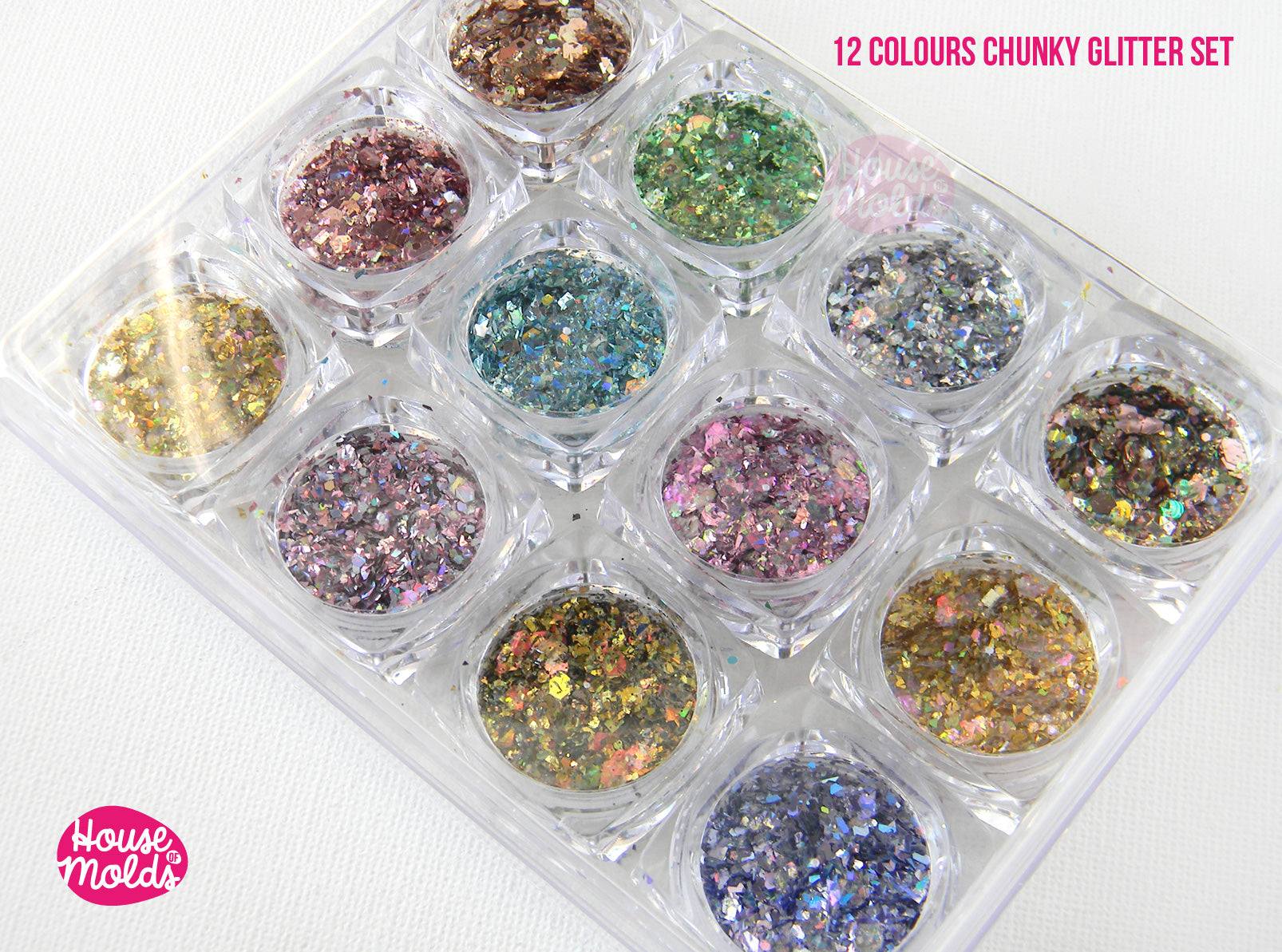 Get Ready to Sparkle with our 7-Piece Holographic Earring Resin Molds Set
