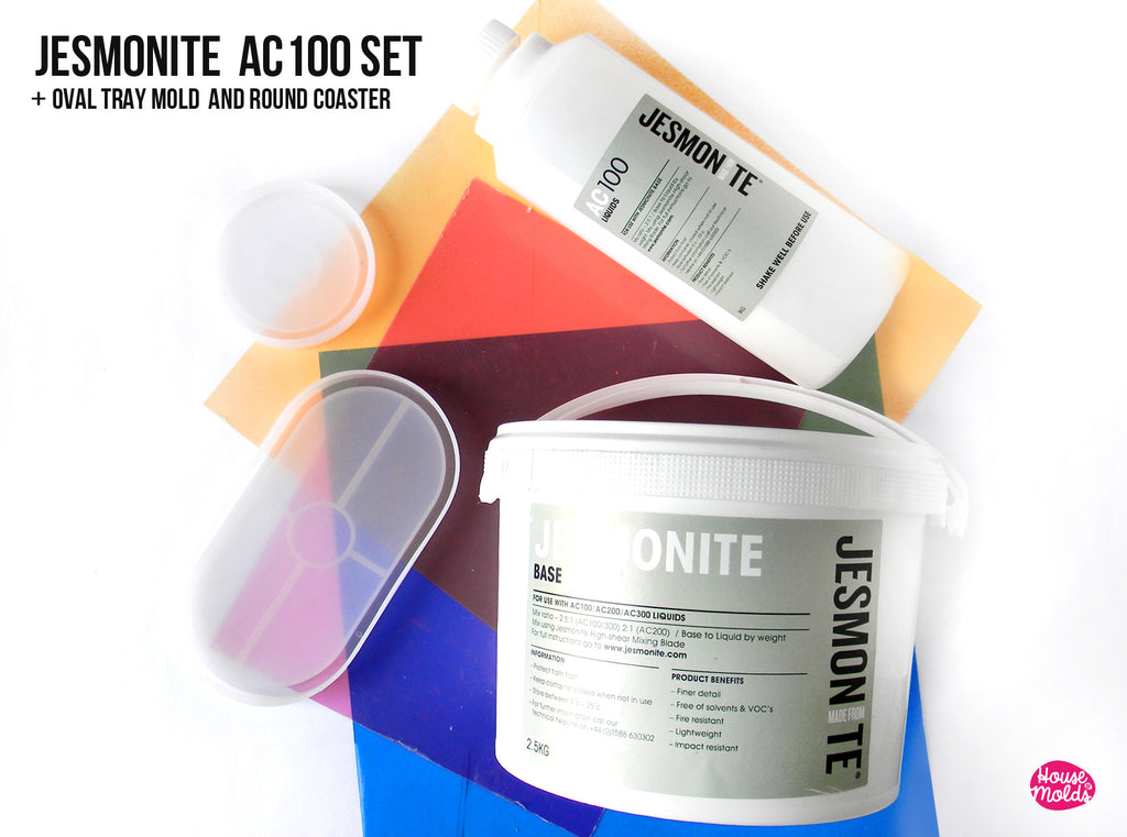 Jesmonite AC100 + Oval Tray Mould Set : Non Toxic Water Based Resin For Casting ( Base + Liquid = 3,5 kg)