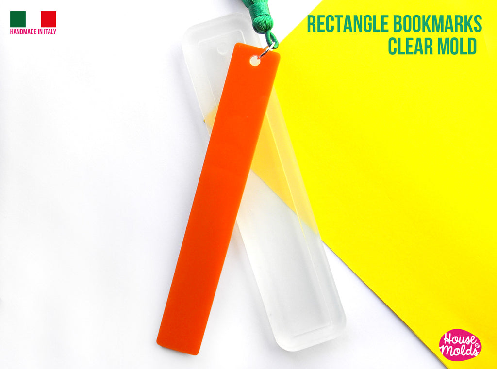 Rectangle Bookmarks Clear Mold -BOOKMARK 2 cm x 13,5 cm lenght - super shiny high quality mold-  House of molds Italy  - HOMBKR1