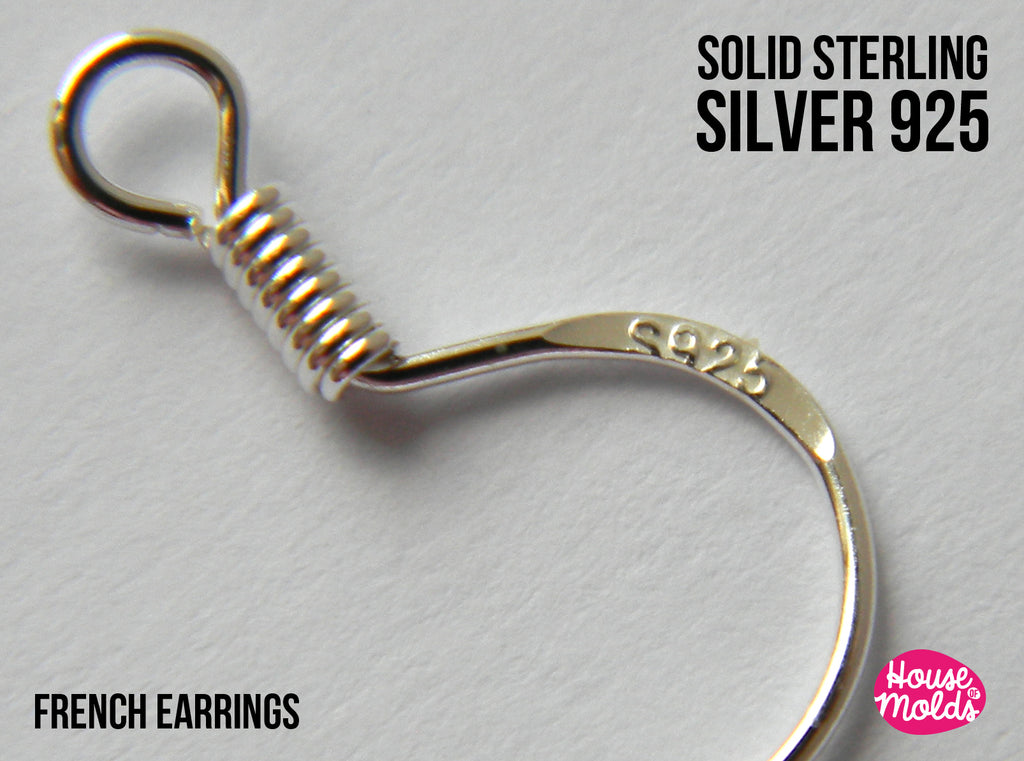 Solid Sterling Silver 925 Flattened French Ears hooks  - marked S925 - luxury quality- out of stock