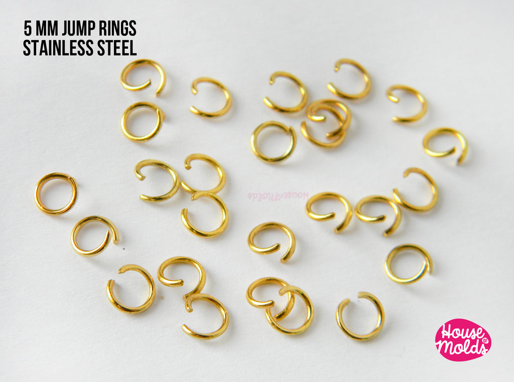 18K Gold Plated Open Jump Rings  - 4 to 8 mm external diameters - luxury quality