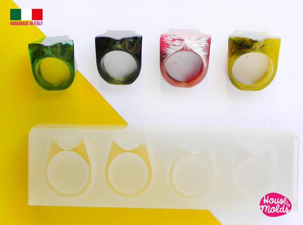 IMPERFECT Star Rings Clear Mold-  4 sizes Star shaped  rings-super shiny creations exclusive House of Molds design