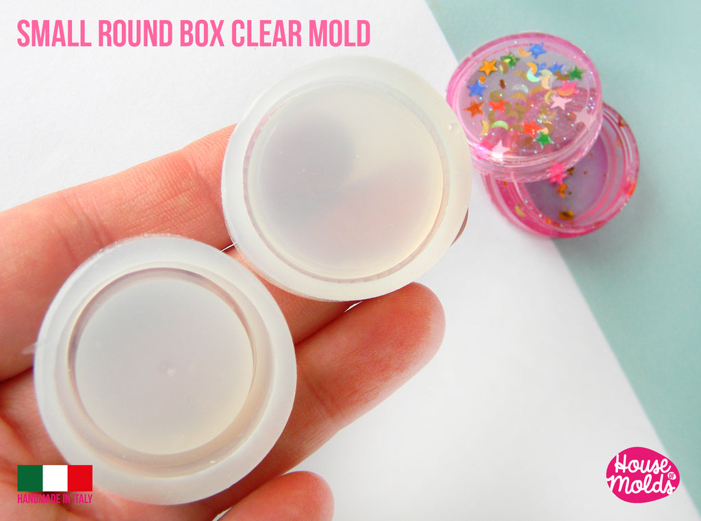 SMALL Round BOX Clear Molds Set - 30 mm diameter ( 1.18 inches diameter ) -super glossy resin reproductions -