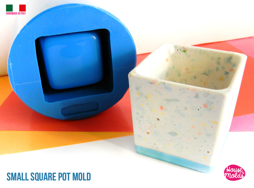 SQUARED LITTLE POT SILICONE MOLD 5,6 cm x 5,6 cm -  super glossy - ideal for Resin , Cement , Plaster , Jesmonite  HOUSE OF MOLDS 2022