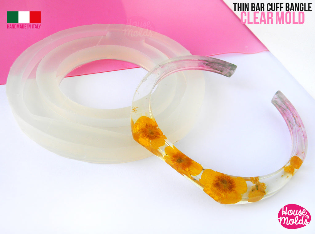 Thin Bar Cuff Bangle Clear Mold,resin bangle mold, 3 SIZES AVAILABLE ,super shiny results - house of molds special  design