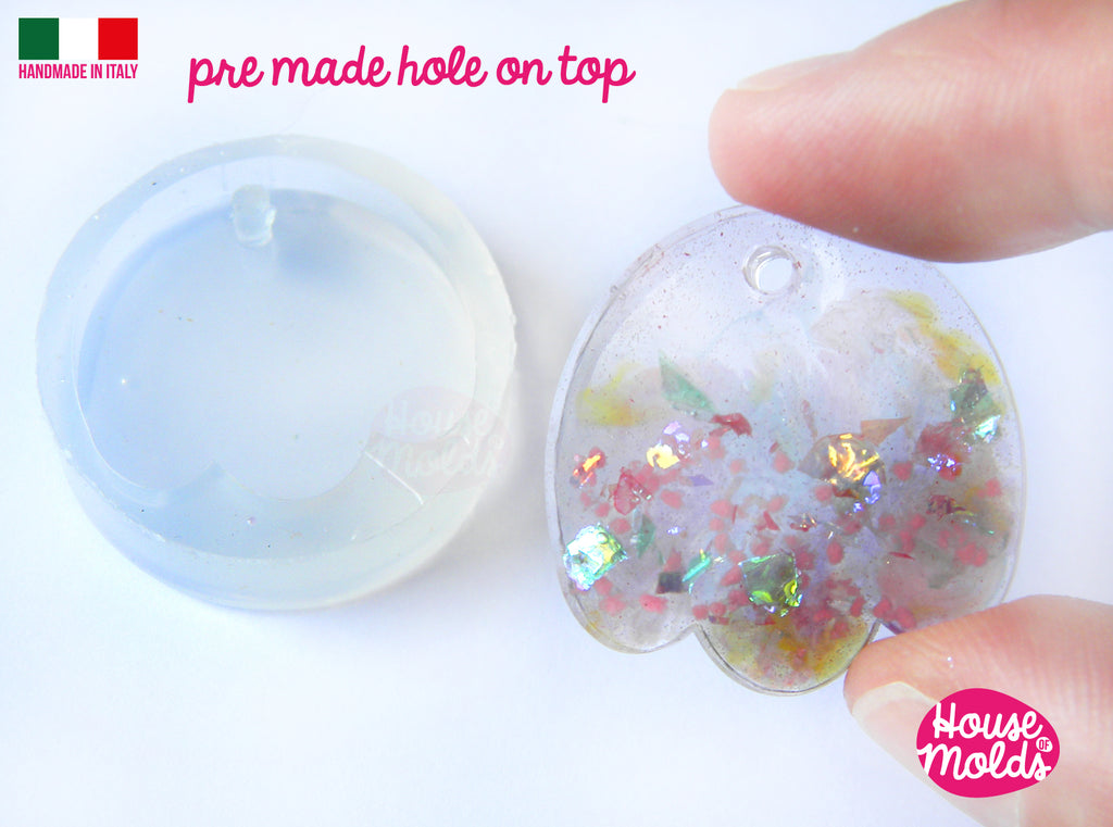Tulip Clear Mold with Pre Made Hole on Top! Transparent Mold to make earrings or pendants: super shiny and easy work with-made in italy