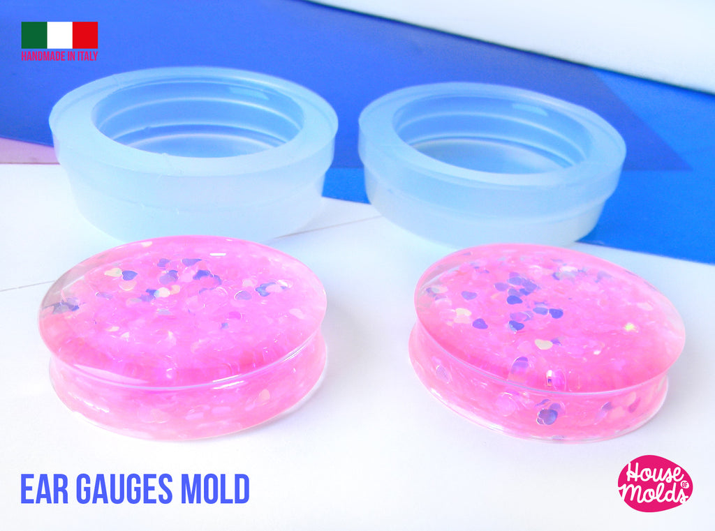 Ear Tunnel Gauges Clear Silicone Mold, available sizes from 2 mm to 50 mm diameter -1 pair plugs mold - CHOOSE YOUR SIZE