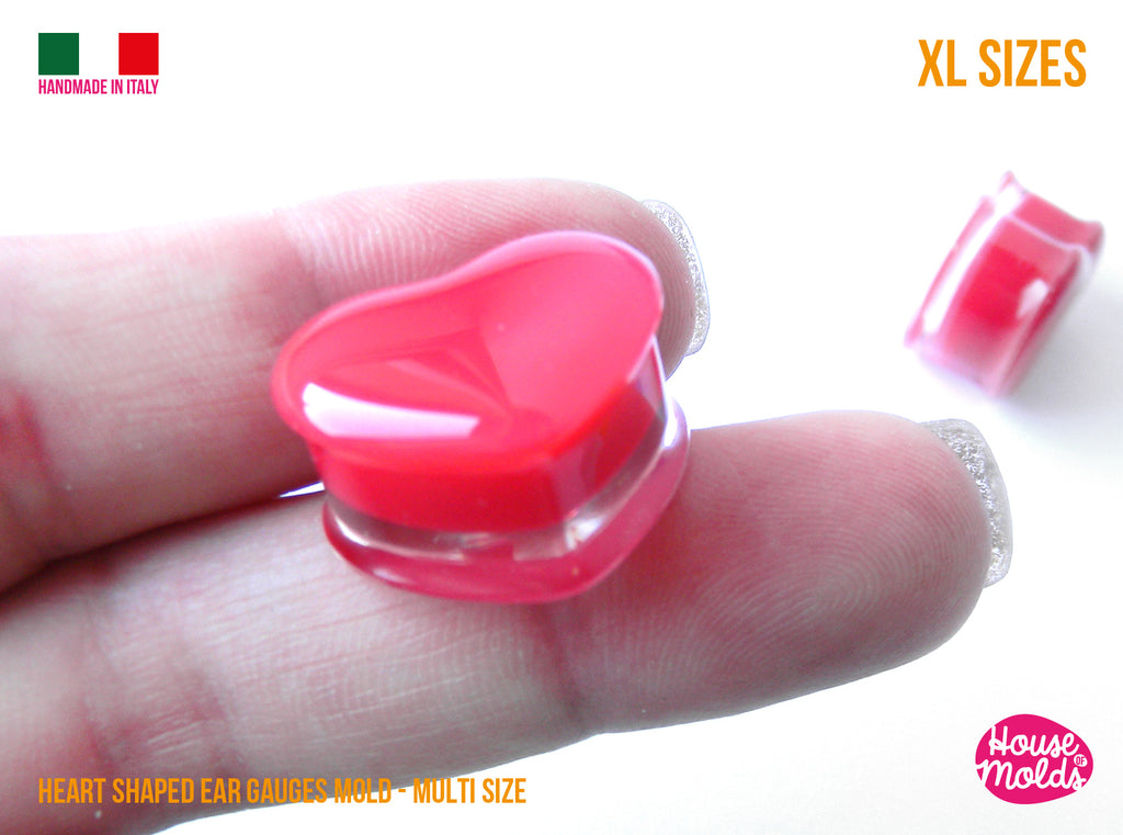 Allargamenti a forma di cuore Stampo trasparente - 6 misure Stampo in silicone 12 cavità - Gauges  multimisura da 6 a 17 mm di diametro