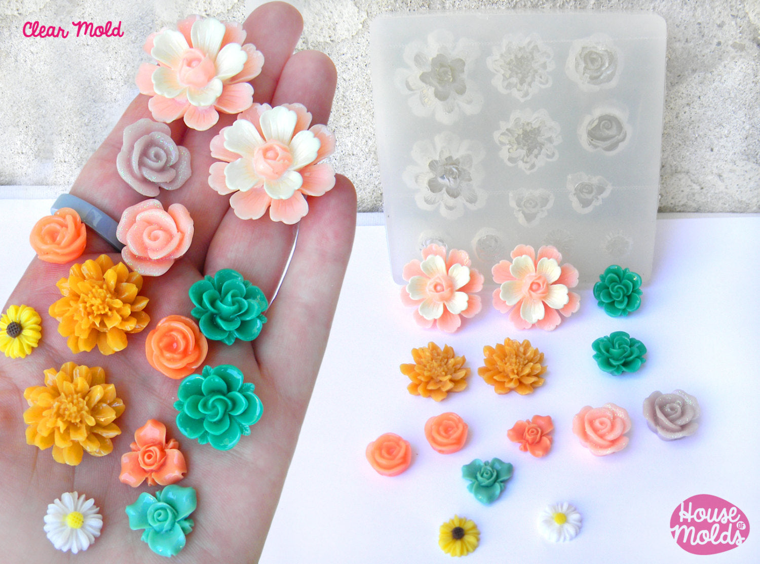 14 Flowers Clear Mold ,7 flowers styles,silicone Mold to make