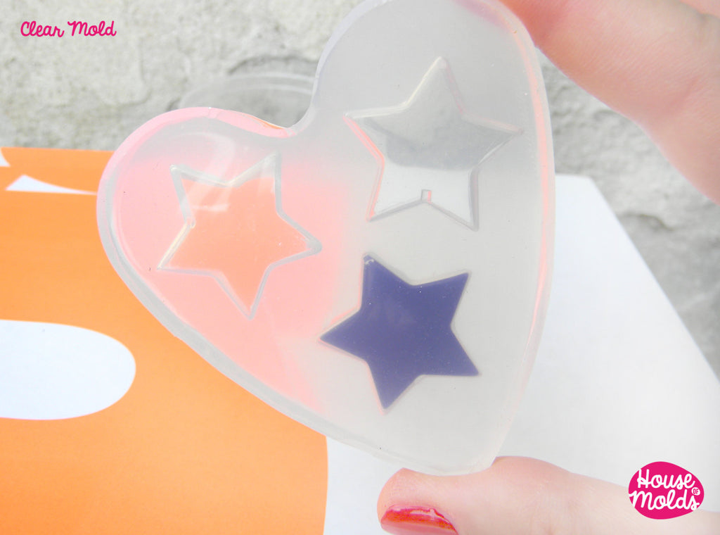 Stars Shapes Clear Mold 27 mm x 29 mm  , transparent Mold  to make resin earrings or pendants- easy to use