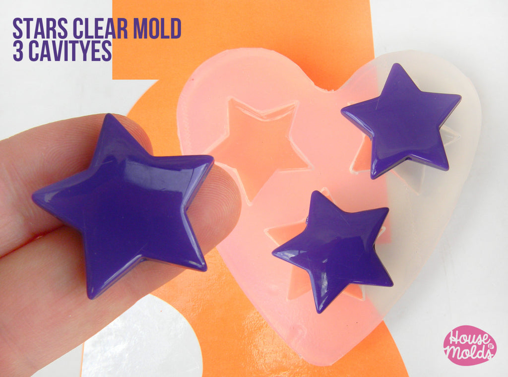 Stars Shapes Clear Mold 27 mm x 29 mm  , transparent Mold  to make resin earrings or pendants- easy to use