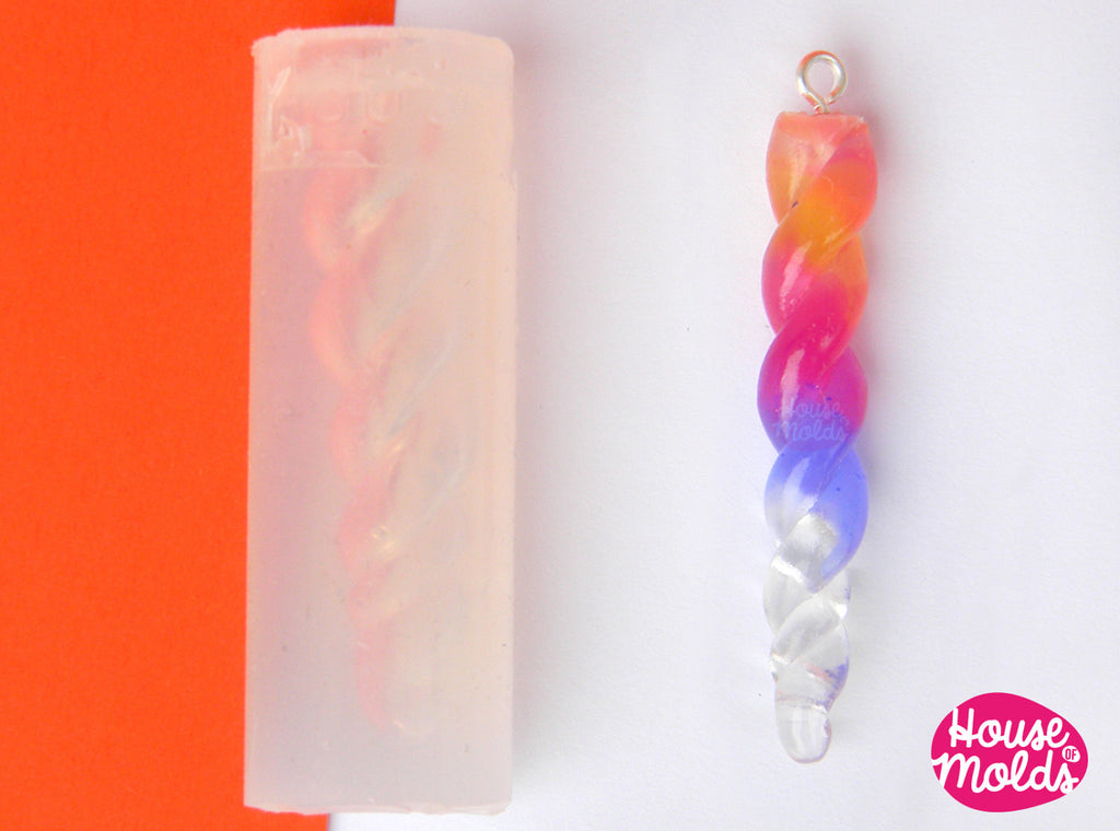 Unicorn Horn Clear Silicone Mold - HOUSE OF MOLDS exclusive Design-Magic Horn Mold for pendants making 47 mm x 9 mm diameter