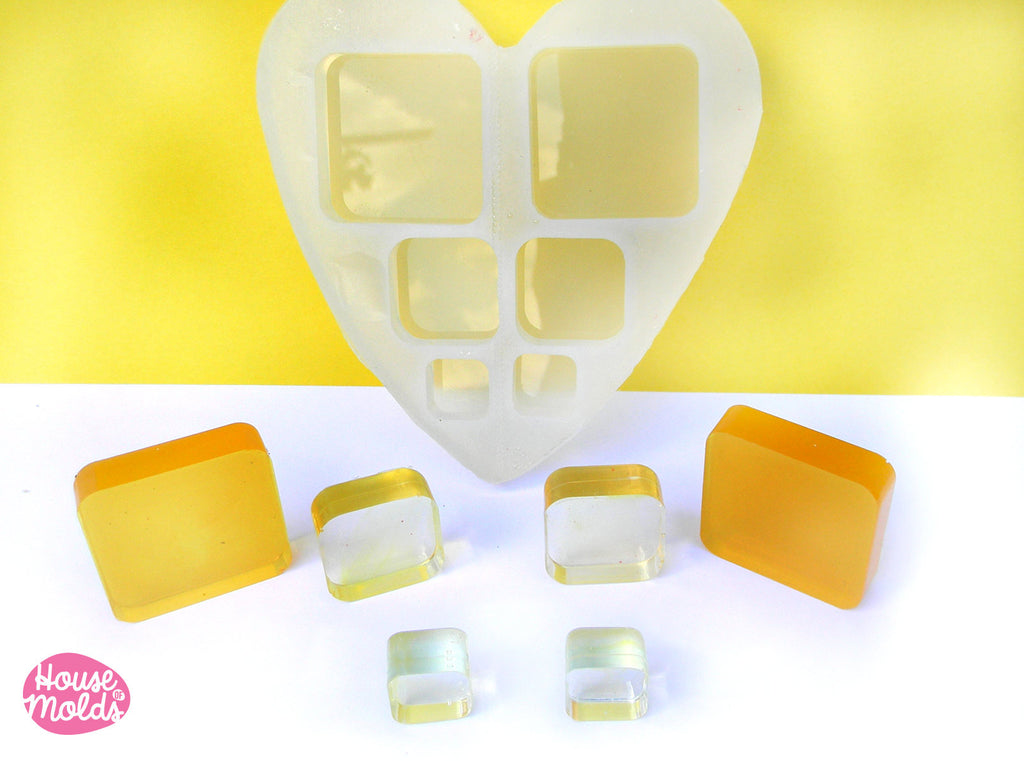 ROUNDED SQUARES Mold 3 sizes , transparent Mold to make resin collier, earrings single or multiple pendants- easy to use