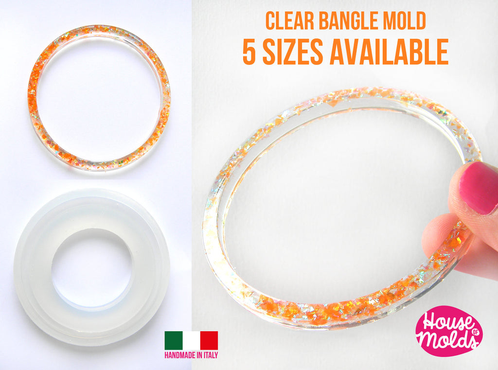 BOLOGNA Plain Bangle Clear Mold, 5 SIZES AVAILABLE ,resin bangle mold,super shiny results