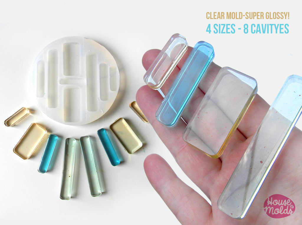 IMPERFECT  Rounded Rectangles Clear Mold 4 sizes rectangles to make resin colliers, earrings , keychains and more -super shiny surface