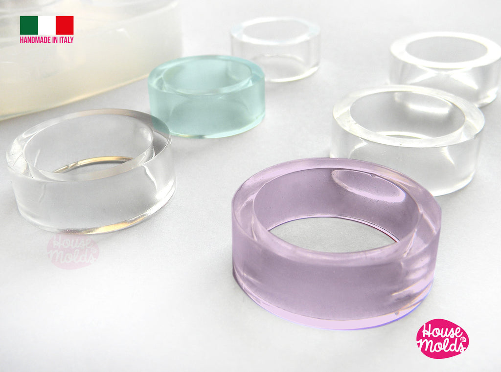 6 Band Rings Sizes Clear Mold,Mold for Multisize Band rings 9 mm tall from Usa size 5 to 11 -super glossy resin creations
