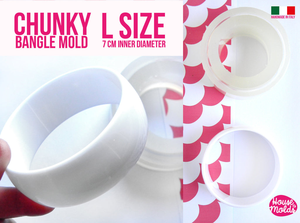 Chunky L size bangle Mold - 70 mm  inner diameter bangle - 28 mm tall, flexible silicone mold for resin,bangle maker mold,super glossy results