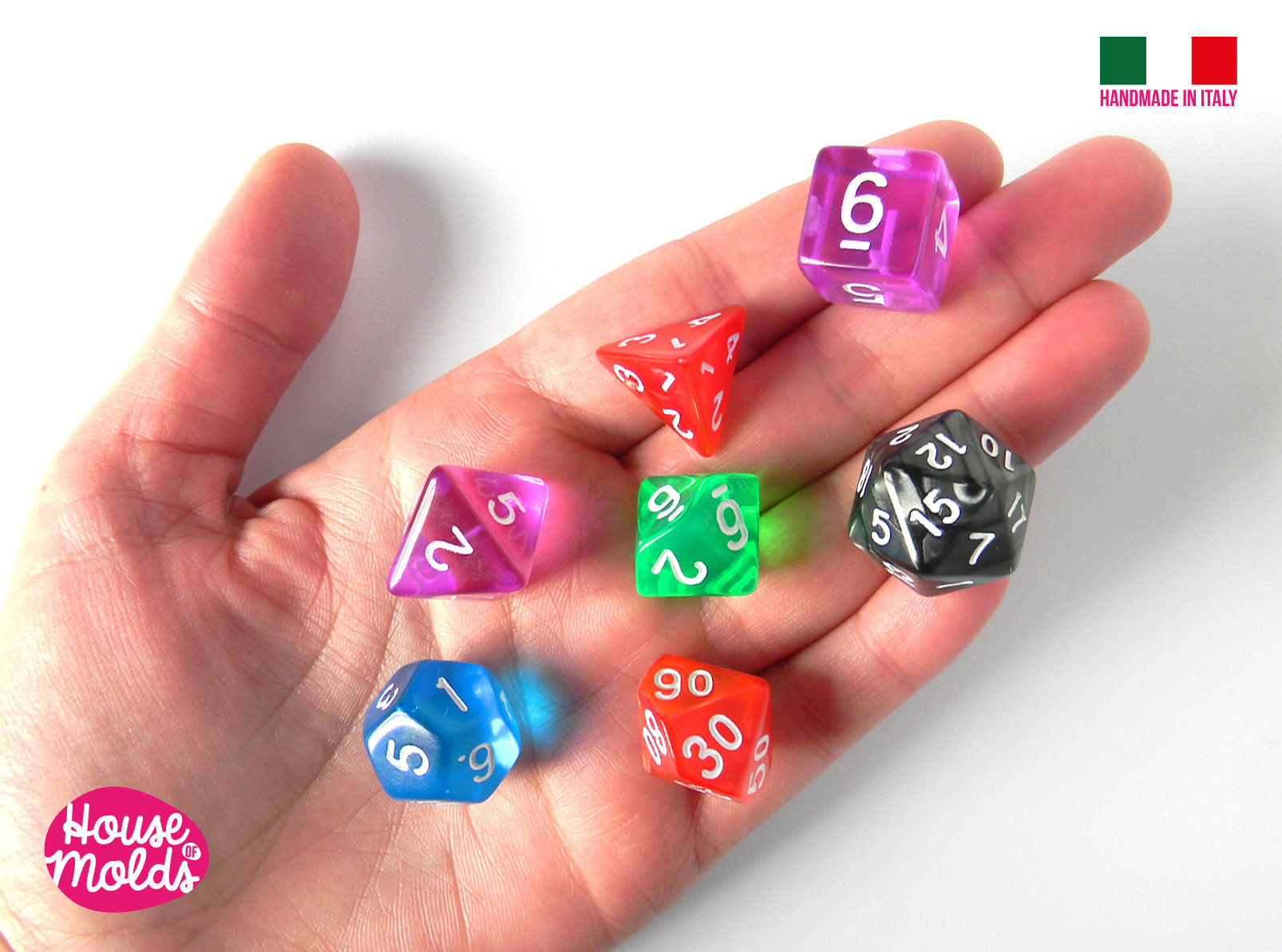 D20 Big Dice Mold 5 X 6 Cm Clear Silicone Molds HOUSE OF MOLDS Role Play  Dice Mold With Countdown Numbers Position,super Shiny 