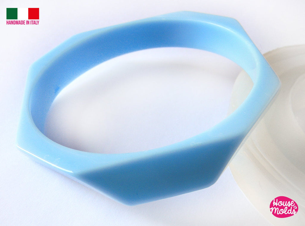 Octagonal faceted Bangle Clear Mold, 65 mm inner diameter 11 mm heigth resin bangle ,super shiny results