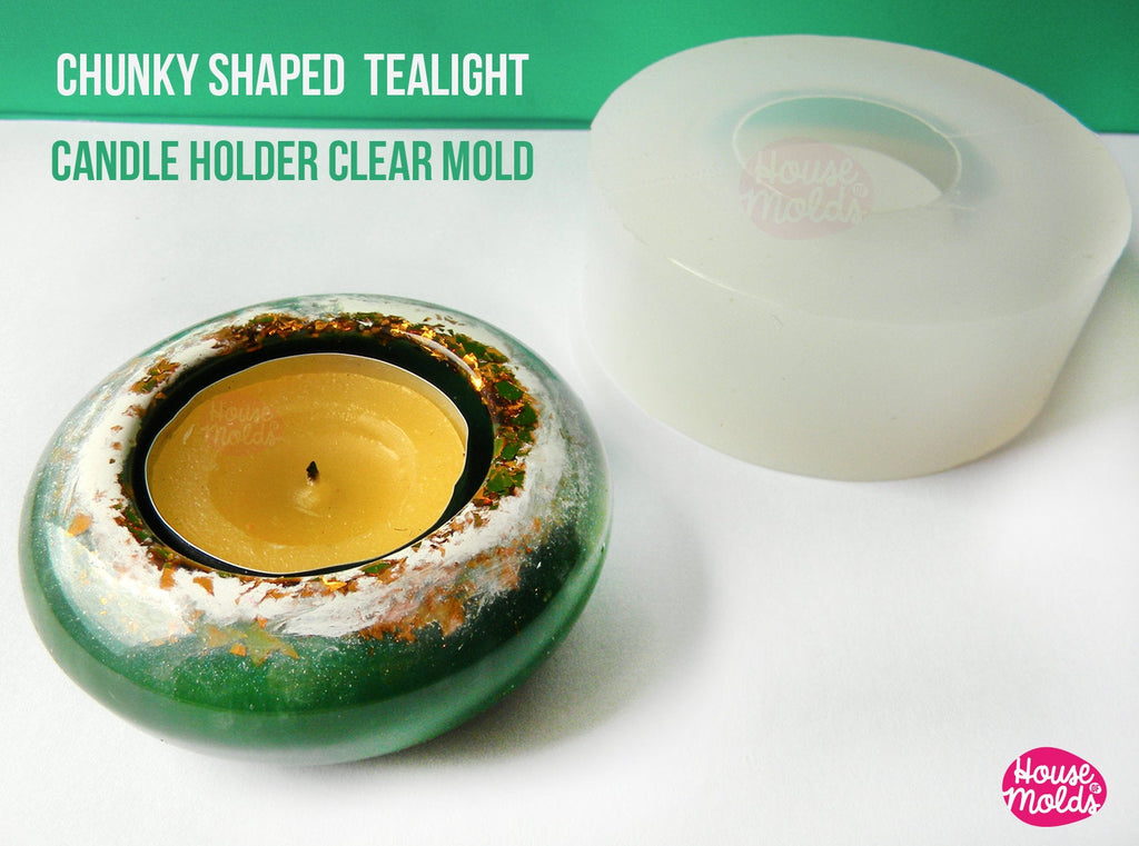 Chunky Bold Tea Light Candleholder Clear Mold - tiny plant vase, ring dish mold-72 mm diameter x 27 mm tall-super glossy resin reproduction