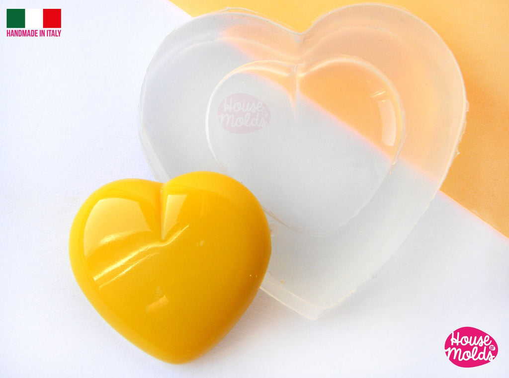 Smooth Heart Clear Silicone Mold - HOUSE OF MOLDS 21 mm x 23  mm pendant mold for resin,super shiny surface easy to use