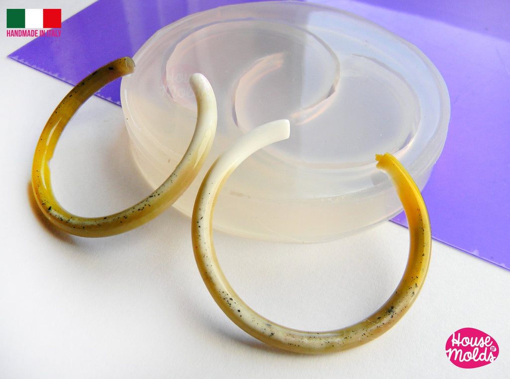 Round Hoops Earrings Clear mold , circle earrings mold  ,super-glossy resin , Transparent  Silicone Molds from House Of Molds