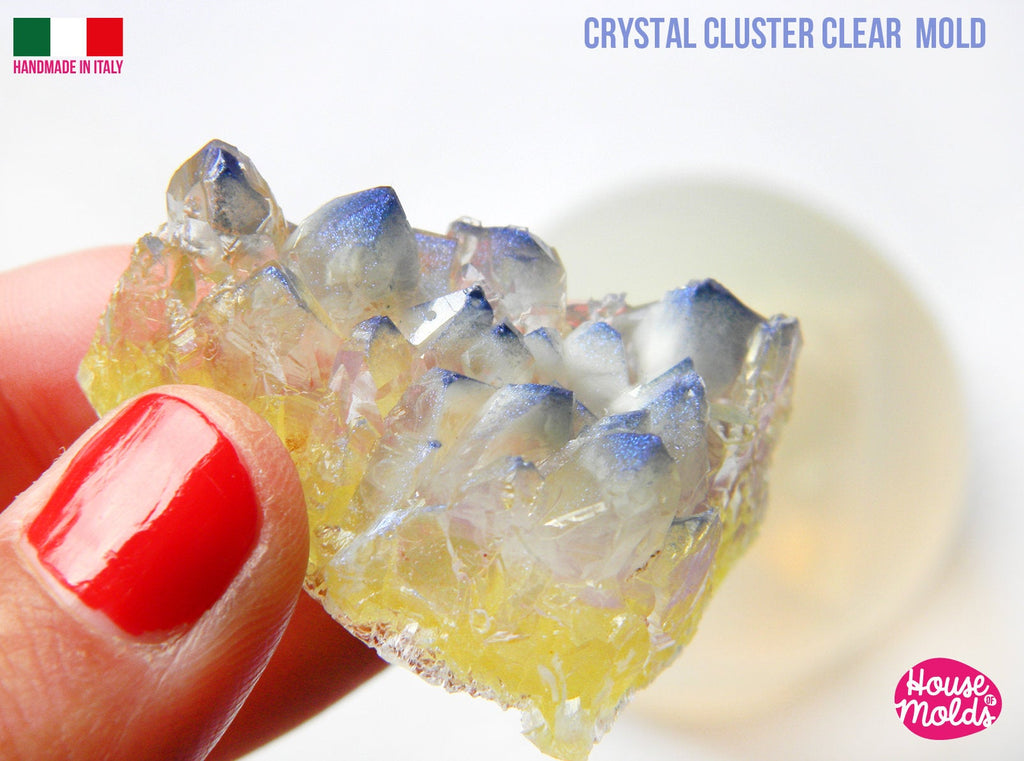 Crystal Cluster Clear mold ,triangular raw Cystal 40 mm x 34 mm- House Of Molds ,super shiny surface