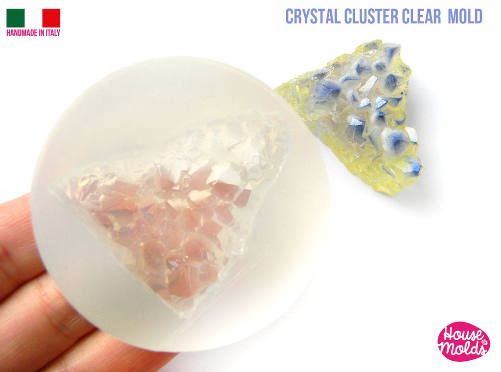 Crystal Cluster Clear mold ,triangular raw Cystal 40 mm x 34 mm- House Of Molds ,super shiny surface