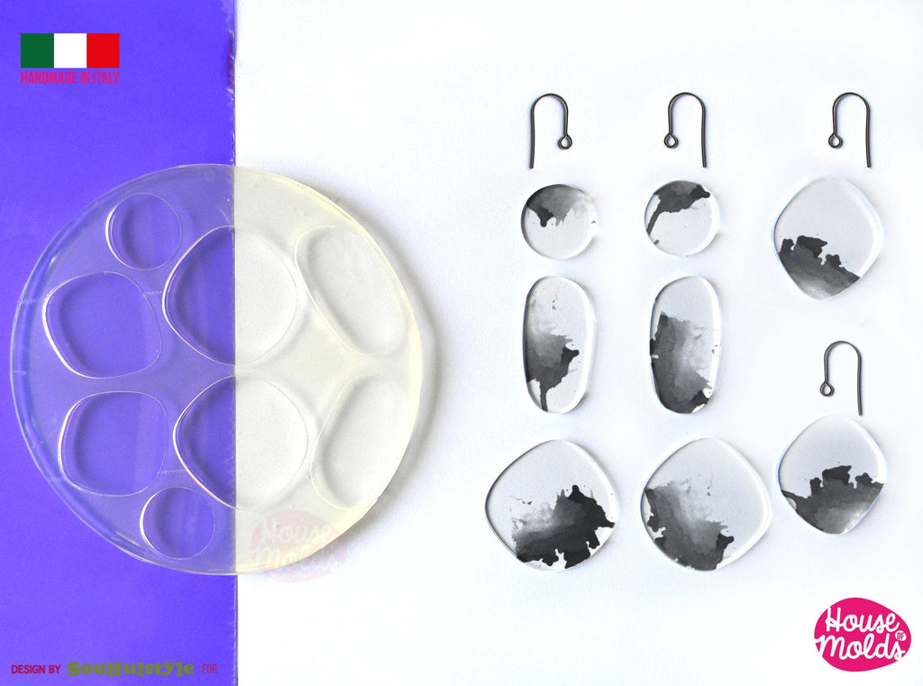 River Stones earrings set  Clear Mold , easy to use 8 Cavityes , Transparent Molds super shiny ! Soulfulstyle Design for House of molds
