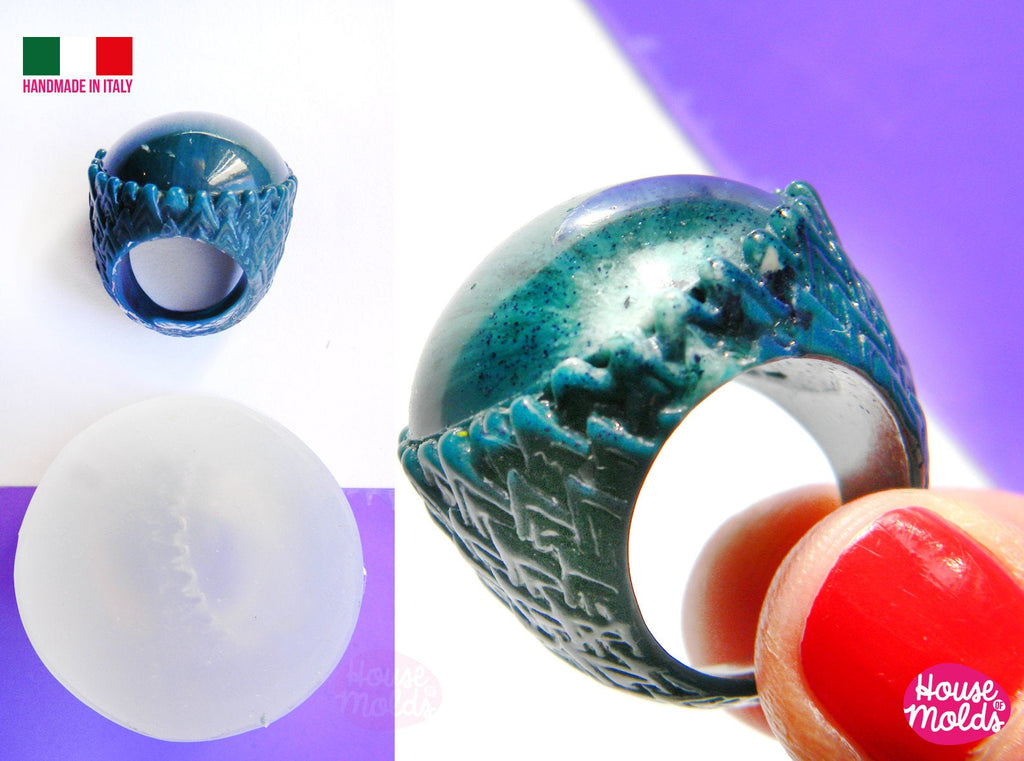 Dragon Egg Ring Clear Silicone Mold,transparent mold to cocktail ring ,super shiny surface special texture + smooth cabochon, house of molds
