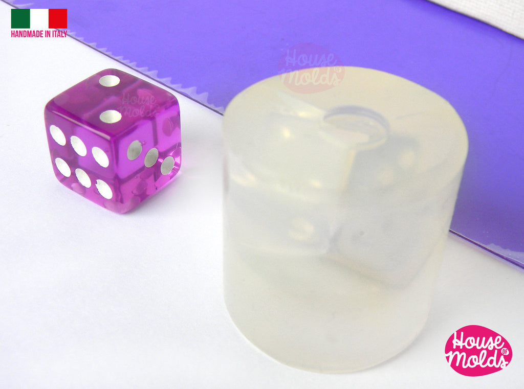 Six Sided Gamer Dices  Clear Silicone Molds - HOUSE OF MOLDS- Play dices with dots engraved silicone clear molds,super shiny surface