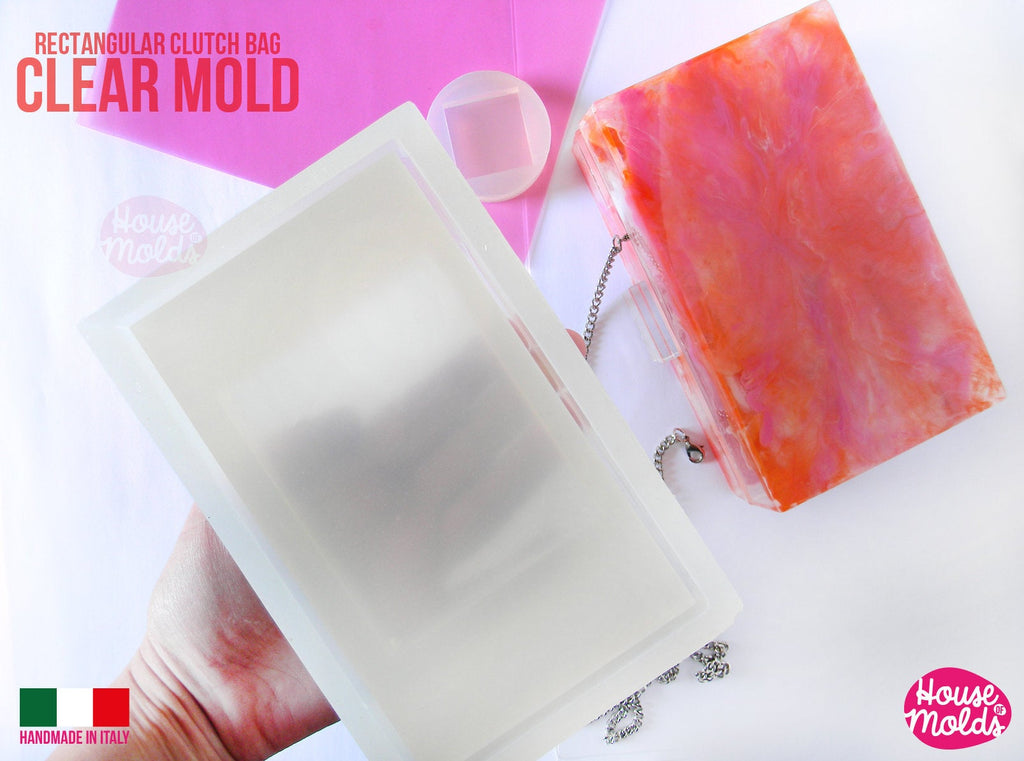 Clutch Bag Clear Mold ,rectangle Clutch 10,6 cm x 17,8 cm - Transparent Silicone Mold super shiny casting exclusive from  House of molds