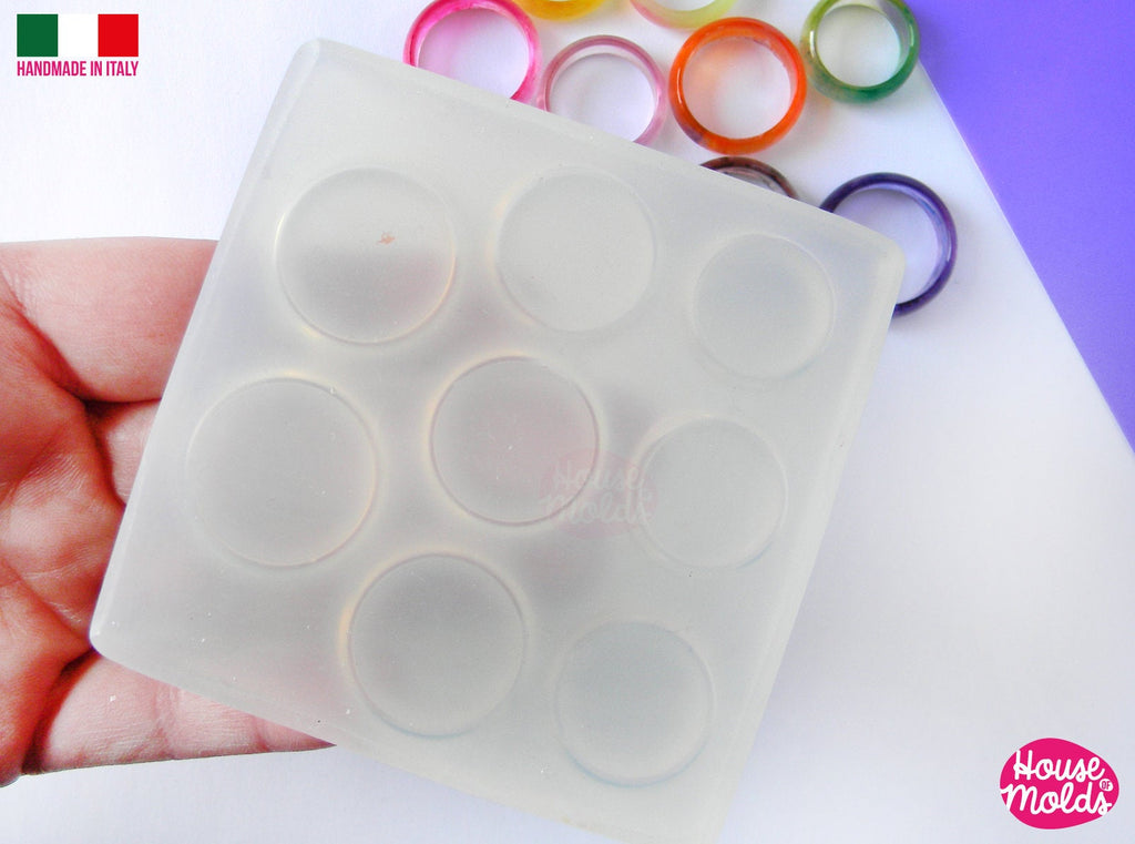 8 Sizes Round Edges Band Rings Clear Mold, Multisize Band rings 7 mm tall  from Usa size  6 to 13 -super glossy resin creations