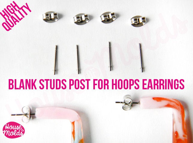 Stainless Steel Posts Studs Earrings Blanks 11 mm x 0,3 diameter,  Backs included-depth stopper circle-Perfect for Hoops making