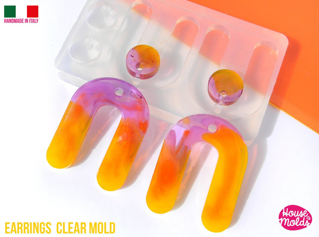 UU Flat Dangle  Clear Mold ,Premade Holes , 4 cavity, very  easy to use Transparent Mold ,  super shiny - house of molds