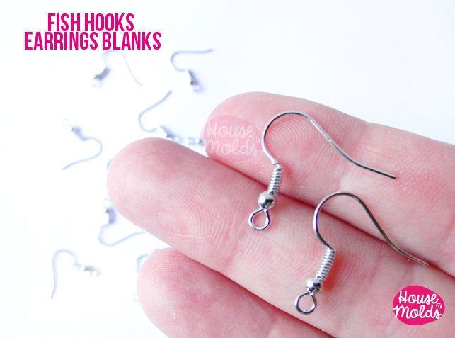 Silver Colour Fish Hooks earrings blanks - quantity to choose form options
