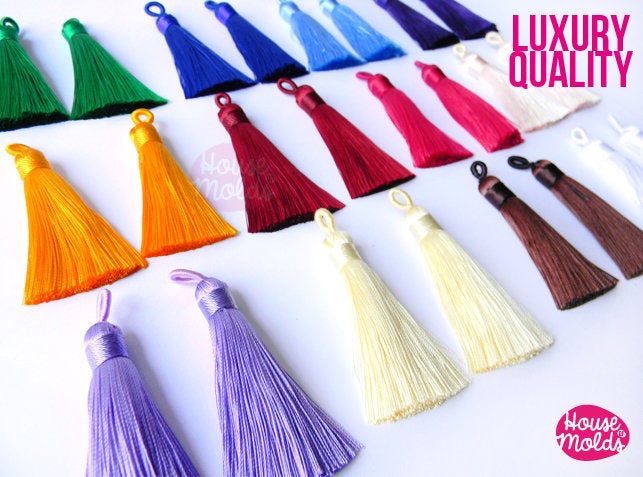 Luxury Shiny Silk Tassels - 65 mm long- 12 Colours to choose