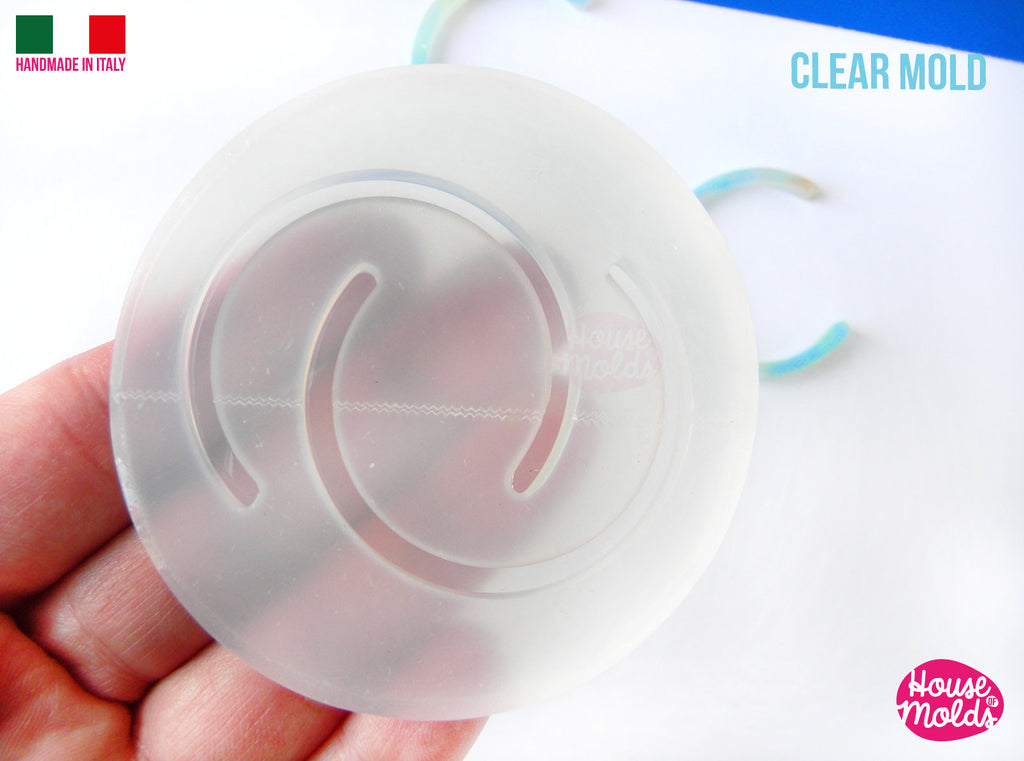CC THIN Flat Earrings Hoops Clear Mold , 42 mm diameter 4 mm thickness ,  very  easy Transparent Mold ,  super shiny - house of molds